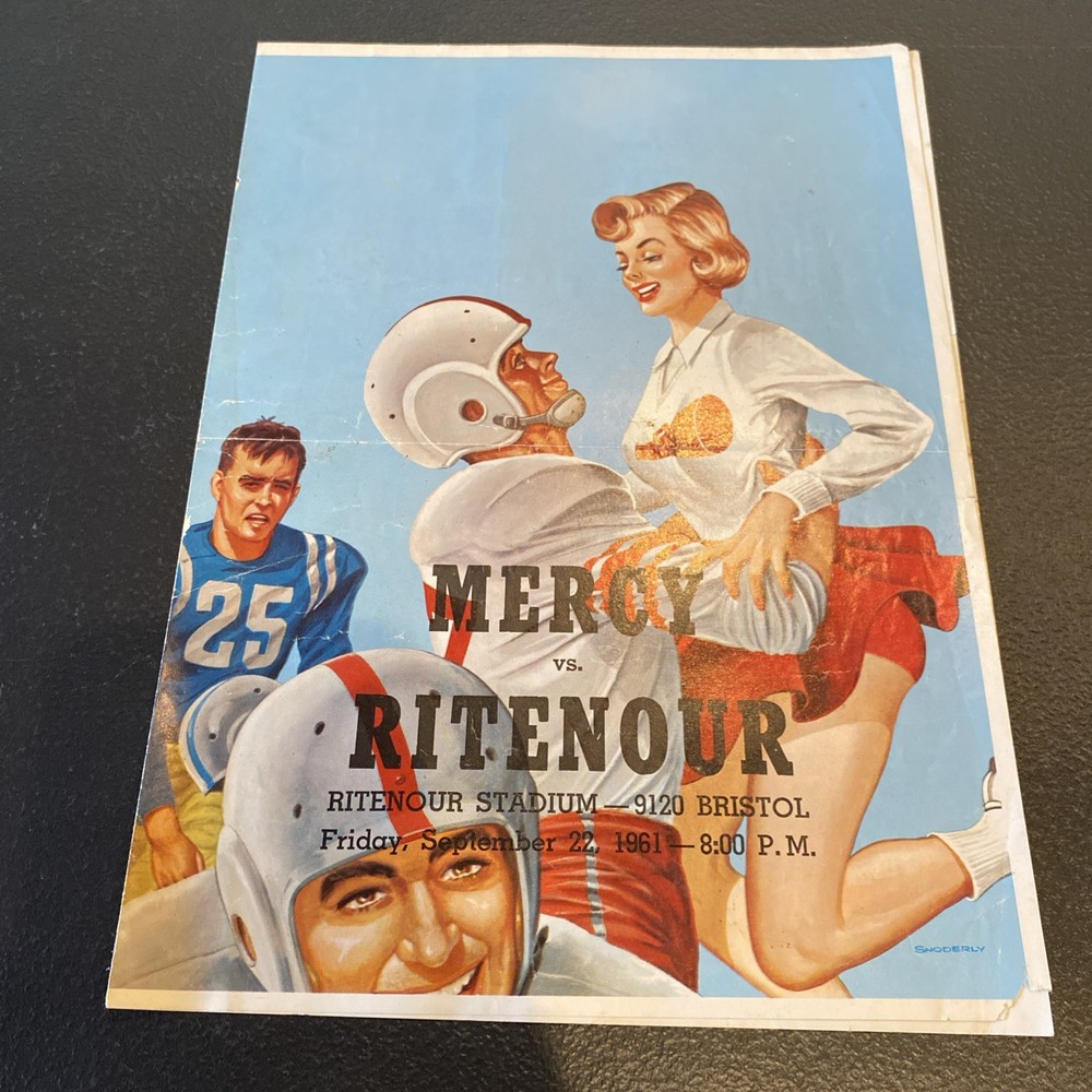 1961 Football Program Mercy Vs Ritenour 9120 Bristol September 22, 1961 Snoderly