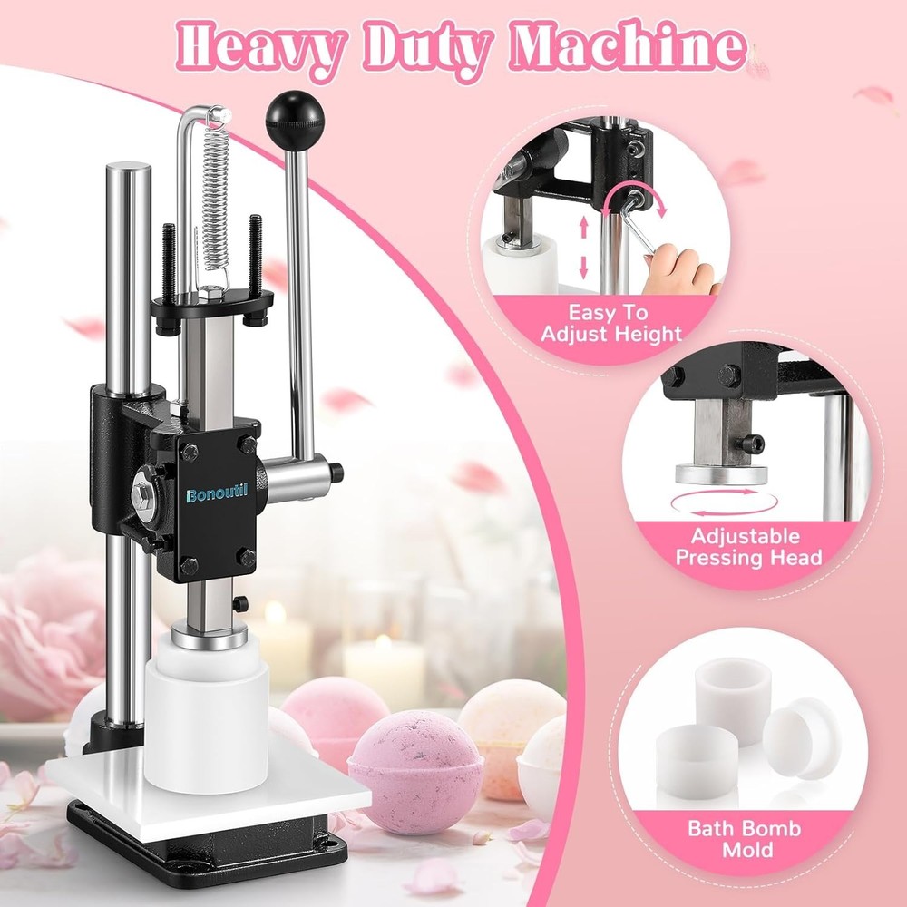 Bath Bomb Press Machine-Heavy Duty Bath Bomb Machine with Mold Kit Adjustable He