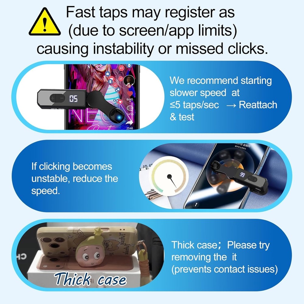 Portable Auto Clicker, Smart Screen Tapper, Rechargeable Operation Handy