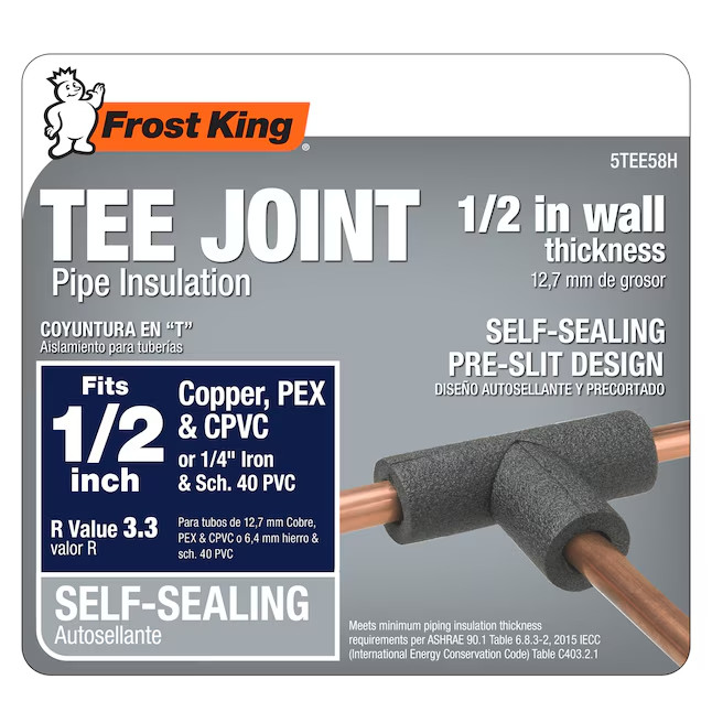 Frost King Foam Tee Insulation fitting for 1/2-in Pipe