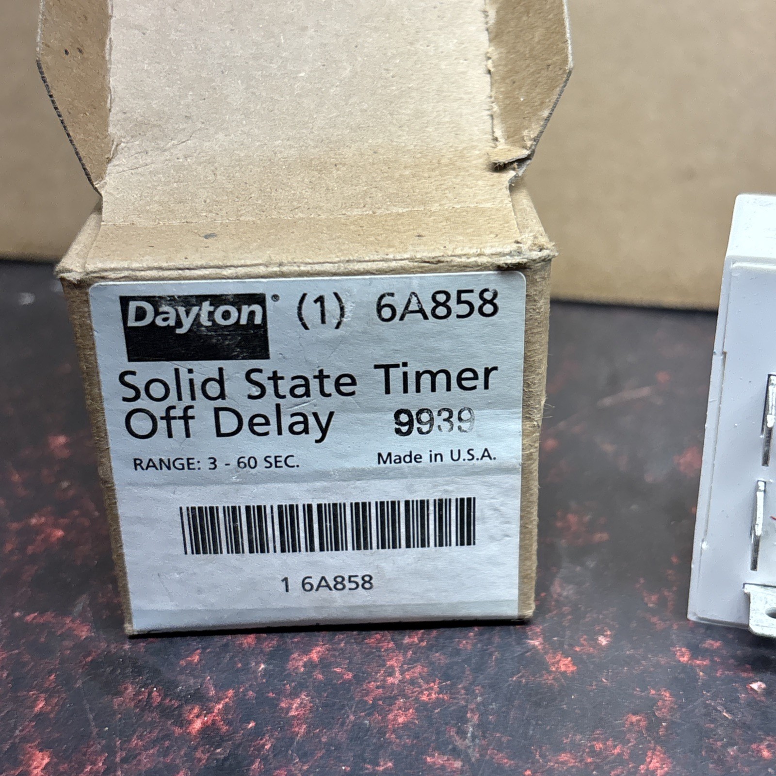 Dayton 6A858 Single Function Encapsulated Timing Relay, Square, Off Delay, 1