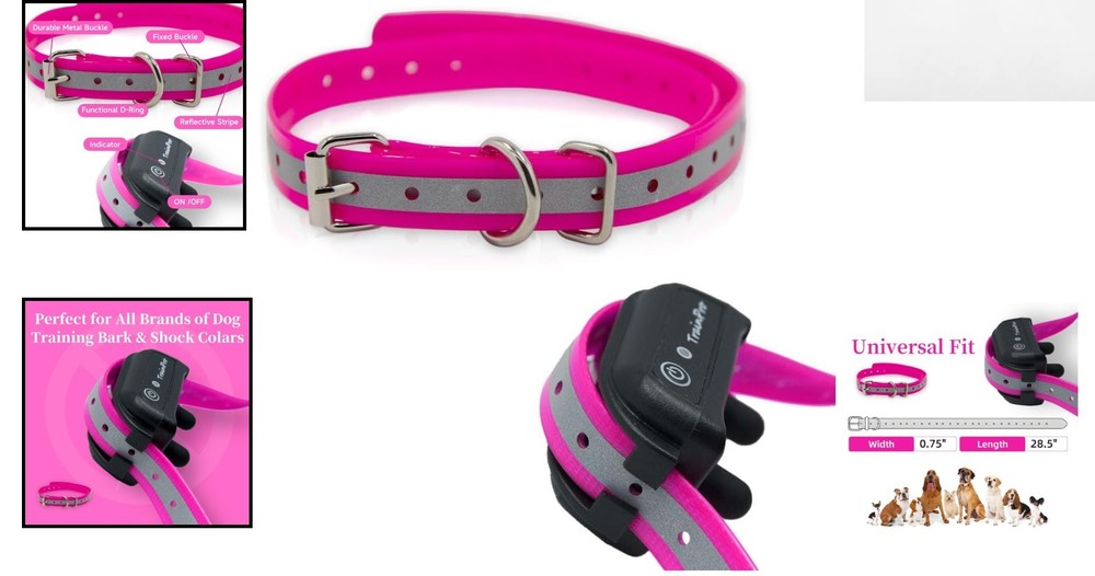 Universal Adjustable 27.5” Reflective Dog Training Collar Strap - Waterproof TPU