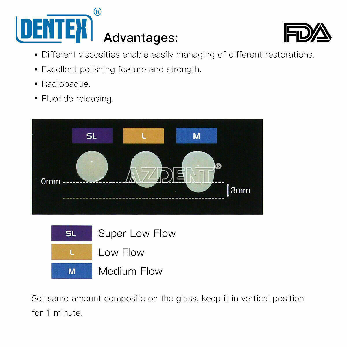 Resina compuesta fluida de fotopolimerización dental Medium Flow/Blue Temp Resin