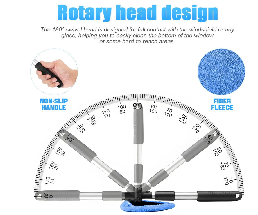 Windshield Cleaning Tool Car Window Cleaner with Extendable Long Handle and 4...