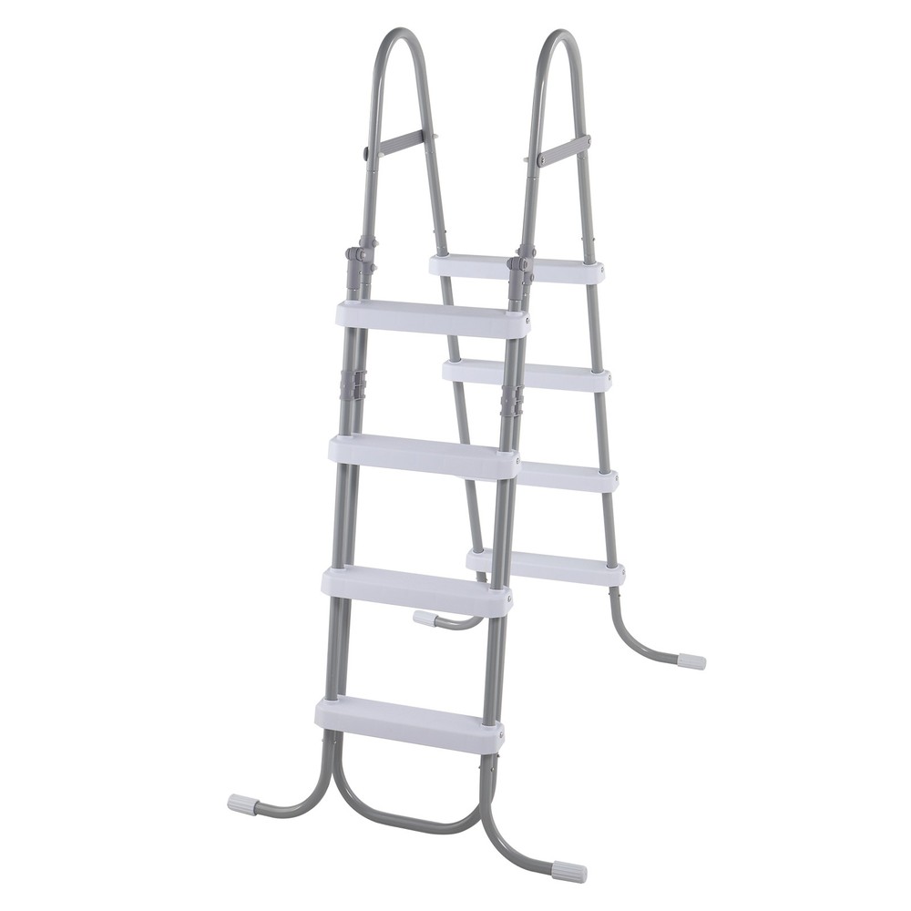 52" 4-Step Pool Ladder, Iron Grey Frame & White Steps, Safety Design