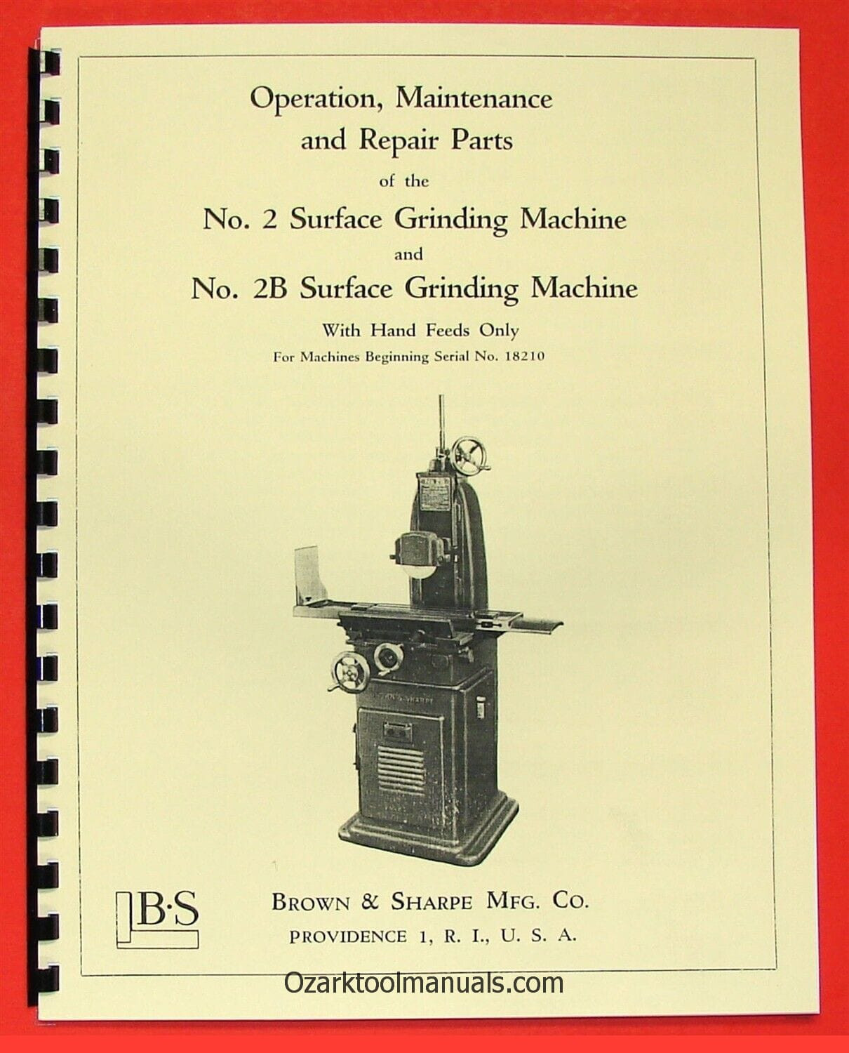 BROWN & SHARPE No. 2 & 2B Surface Grinder Owner Maintenance Parts Manual 0087