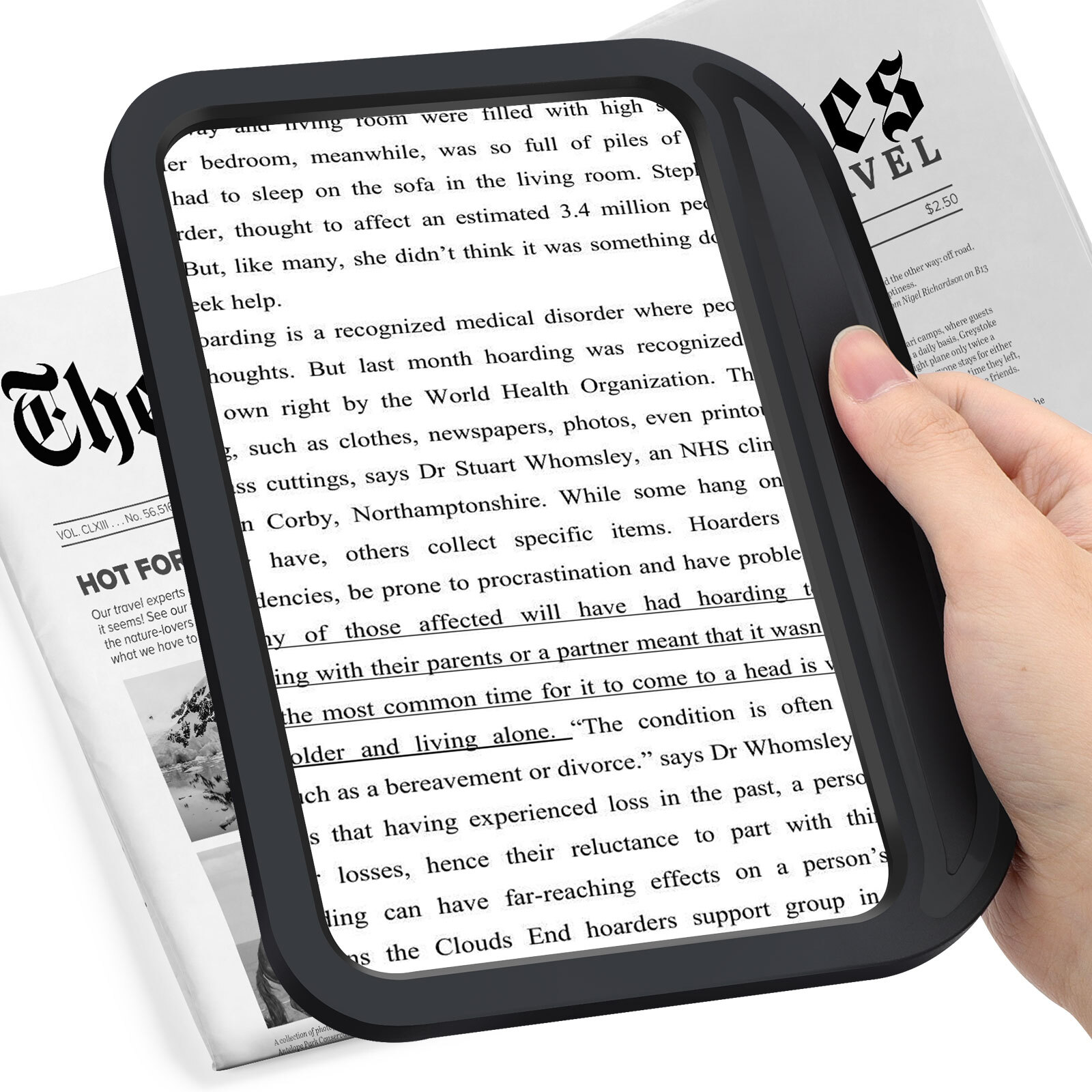5X Full Page Magnifier Large Handheld Magnifying Glass for Low Visions