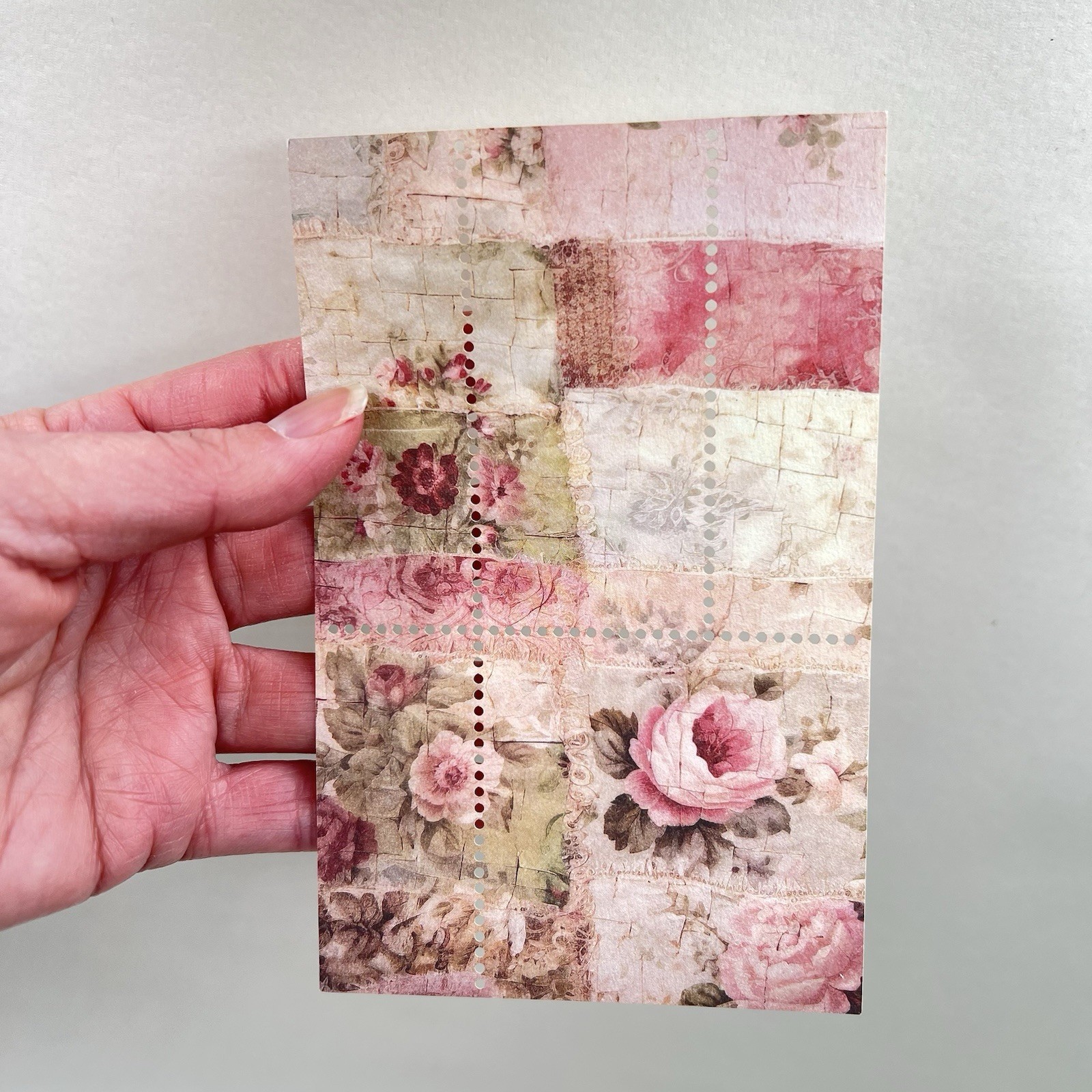 Vintage Style Pink Rose Perforated Paper Sheets Junk Journal Collage Scrapbook