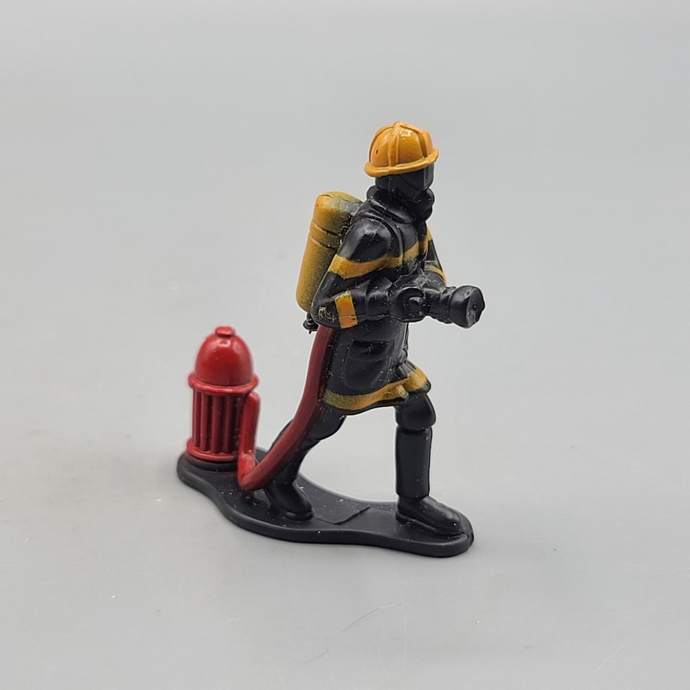 Vintage Fireman Figurines Black Plastic Fire Hydrant