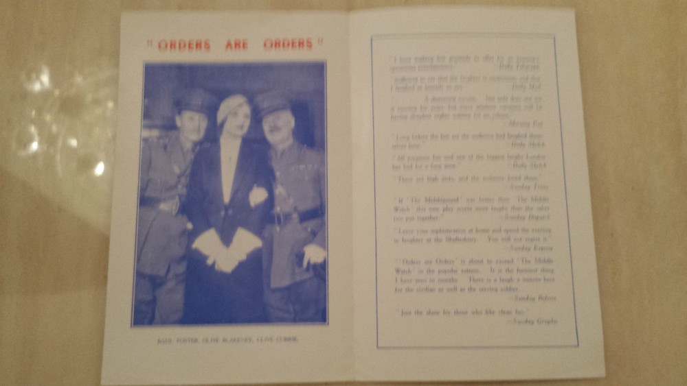 1932 Theatre Programme Orders Are Orders - Olive Blakeney Clive Currie