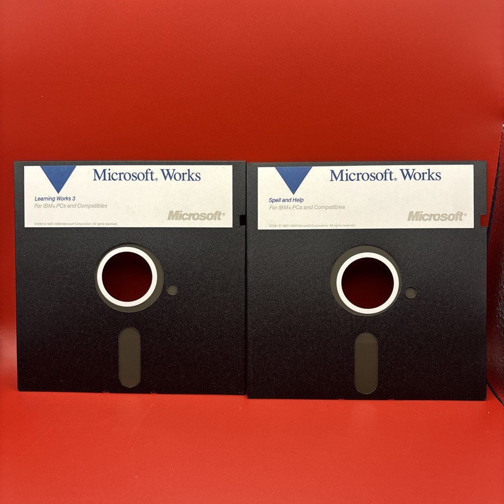 Vtg Microsoft Works 5.25” Floppy Disk Lot IBM PC DOS Software Untested