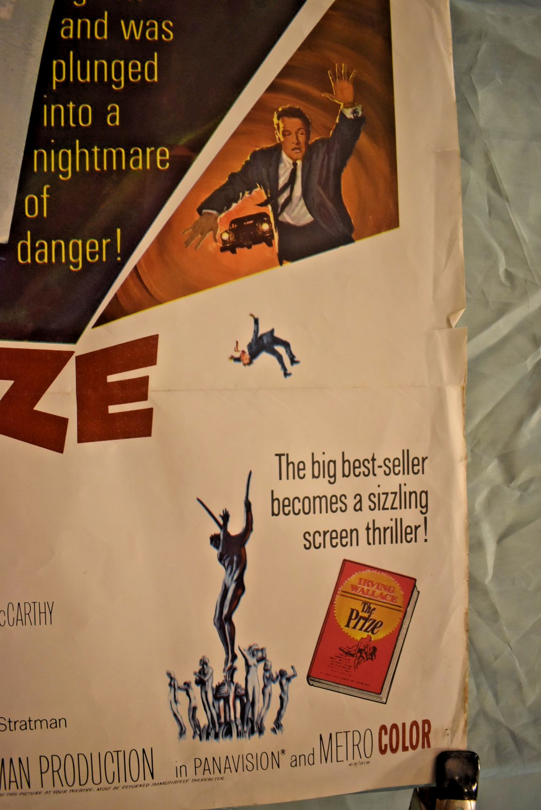 ORIGINAL THE PRIZE 24" X 41" Movie Theater Poster Paul Newman