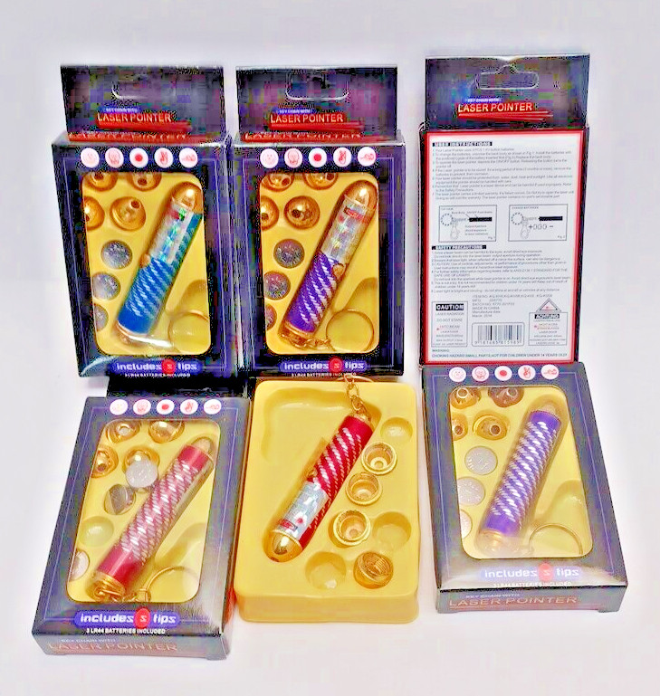 5-IN-1 KEYCHAIN LASER POINTER/PET TOY WITH 5 INTERCHANGEABLE TIPS  ( 6 PACK)