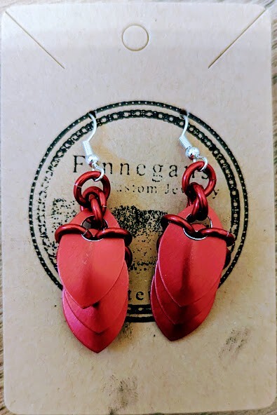 Valentine's Day Small Ruby Red Scalemail Earrings