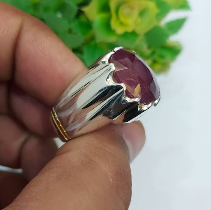 Natural Anari Ruby Stone Ring Big Ruby Stones Sterling Silver Unique Ruby Ring