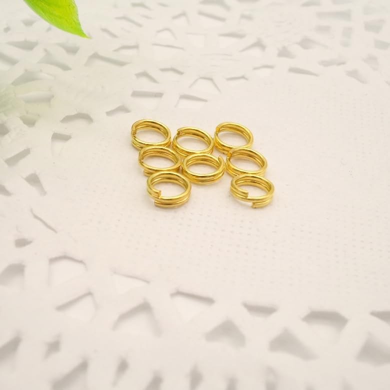 200pcs 8mm Mini Split Jump Ring with Double Loops Small Round Metal Golden Key R