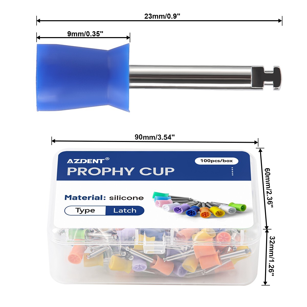 100PCS Dental Prophy Tooth Polishing Cups Latch Type Silicone Mixed Color