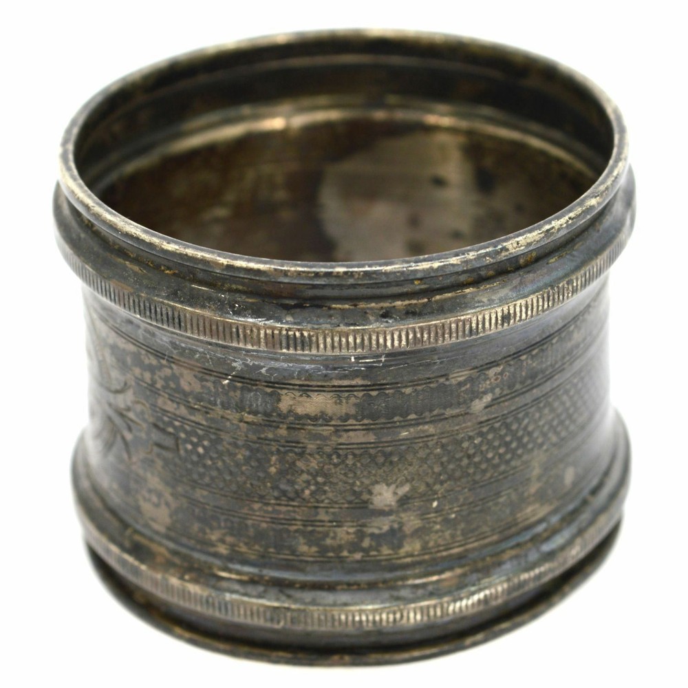 Antique STERLING SILVER NAPKIN RING Unsigned but TESTED AS .925 Engraved "E.H."