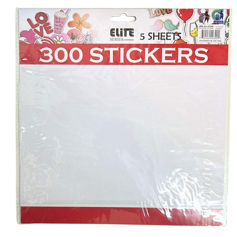 Assorted Small Stickers – 5 Sheets: 300 Pack