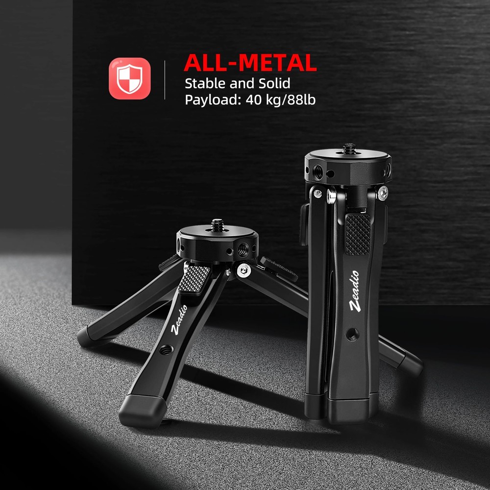 Heavy Duty Mini Metal Tripod Stand - Universal Small Table Tripod for Camera,...