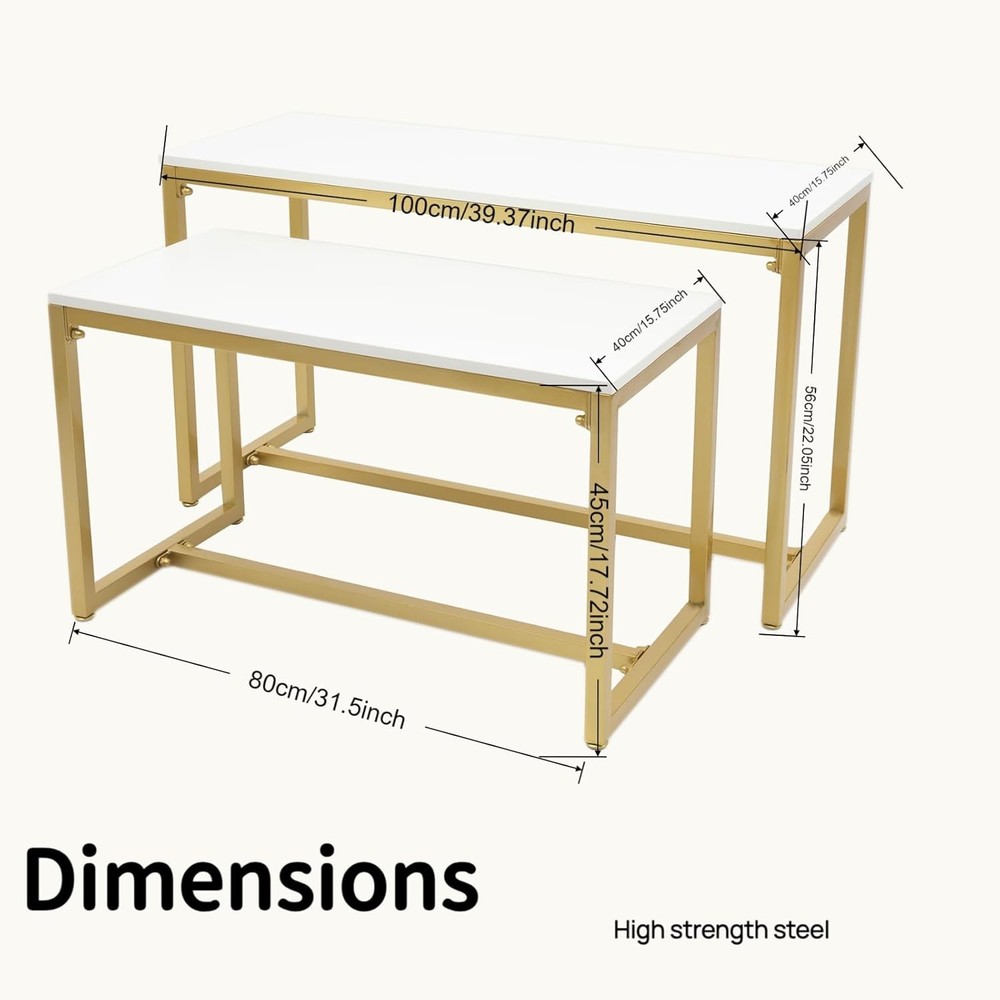 Gold 2-Piece Set Retail Display Tables 31 40IN Width Modern Nesting Display