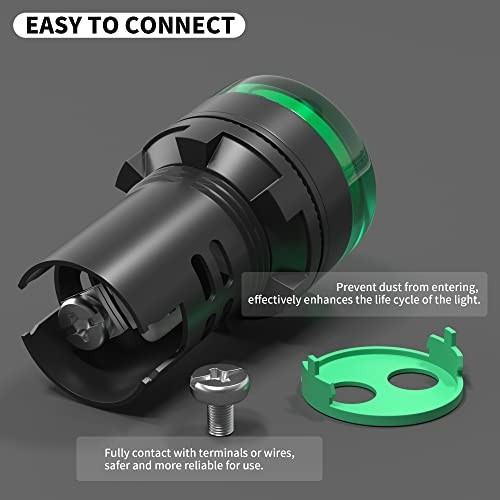 120V Green LED Indicator Light - 22MM (7/8") Power Pilot Light - 10 Pack AC/DC