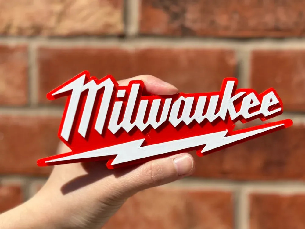 Milwaukee Tools 3D Logo Sign Emblem Garage Man Cave Workshop Decor Red
