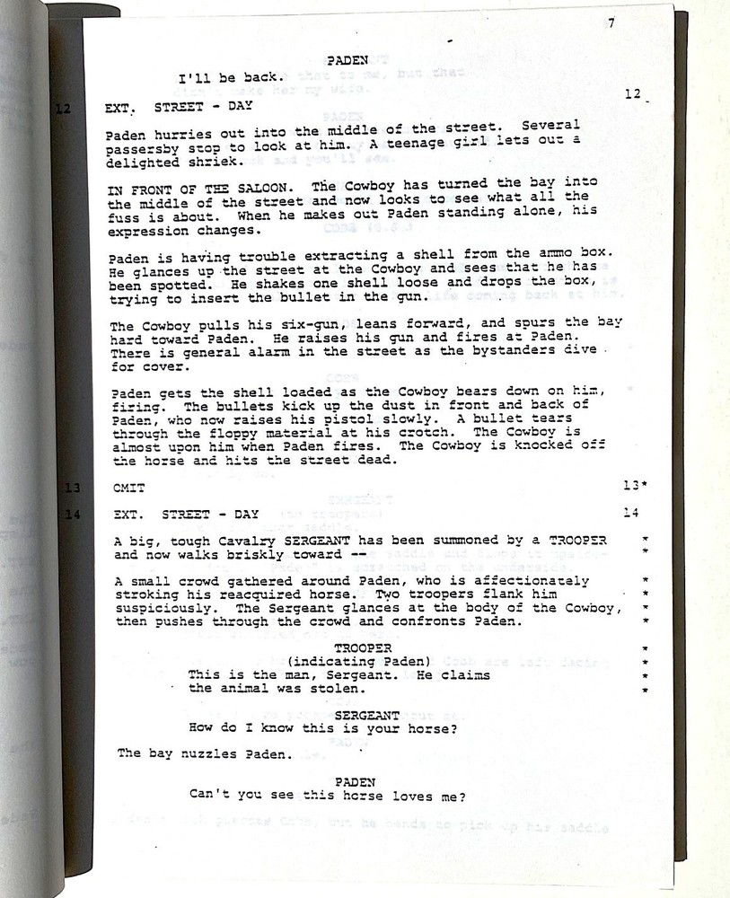 Silverado screenplay by Lawrence Kasdan & Mark Kasdan. Final draft October 1984