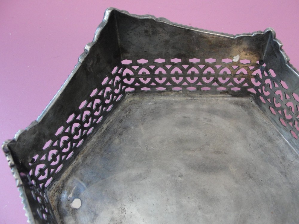 Ornate Reticulated Silver Metal dish