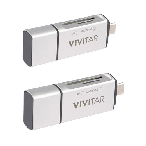 2 PK- Vivitar 5-1 Multi Function SD Card Reader 3 Interfaces PC/MAC Plug n Play