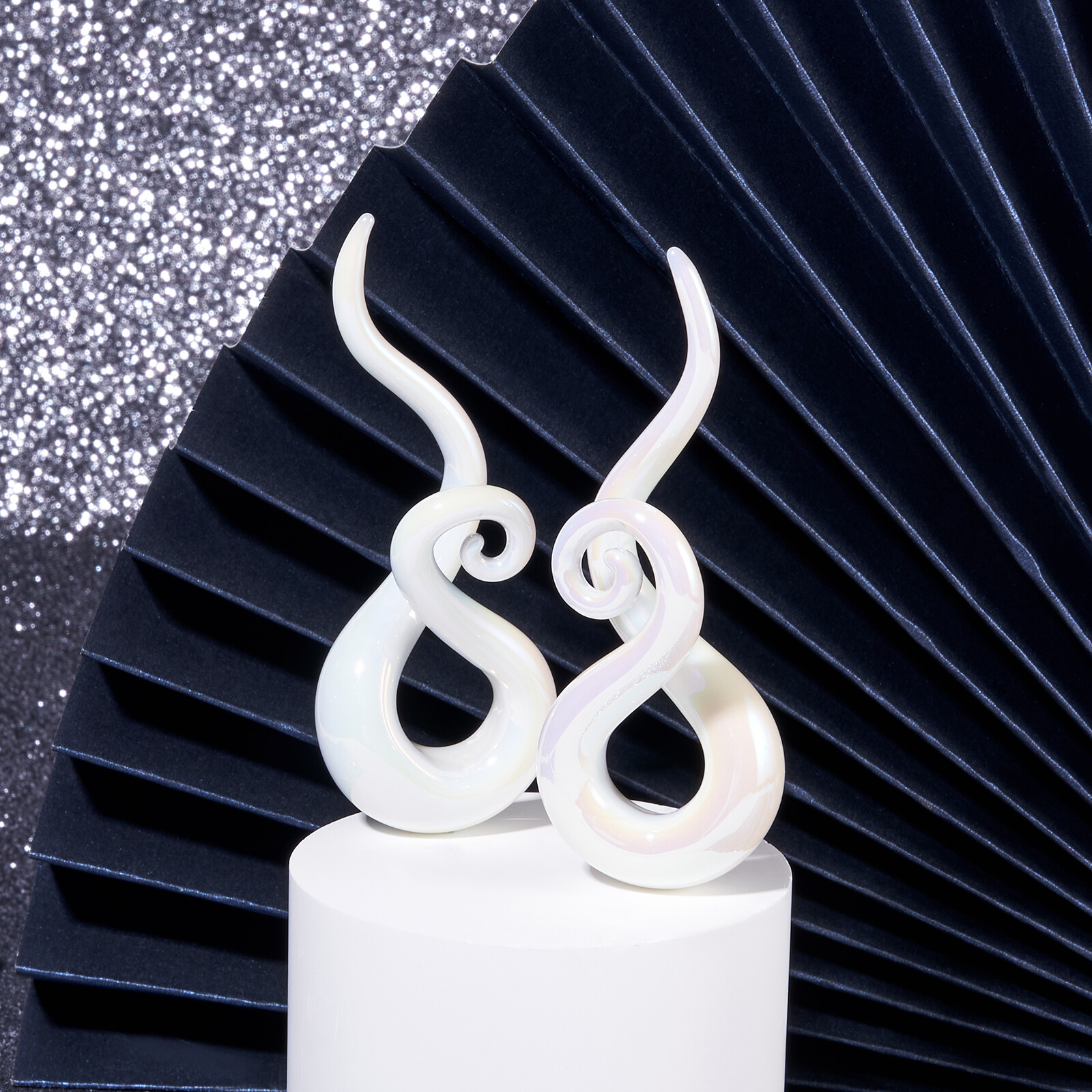 2PCS PYREX GLASS EAR TAPER PLUGS TUNNELS SPIRAL TWIST EARRING EAR GAUGE EXPANDER