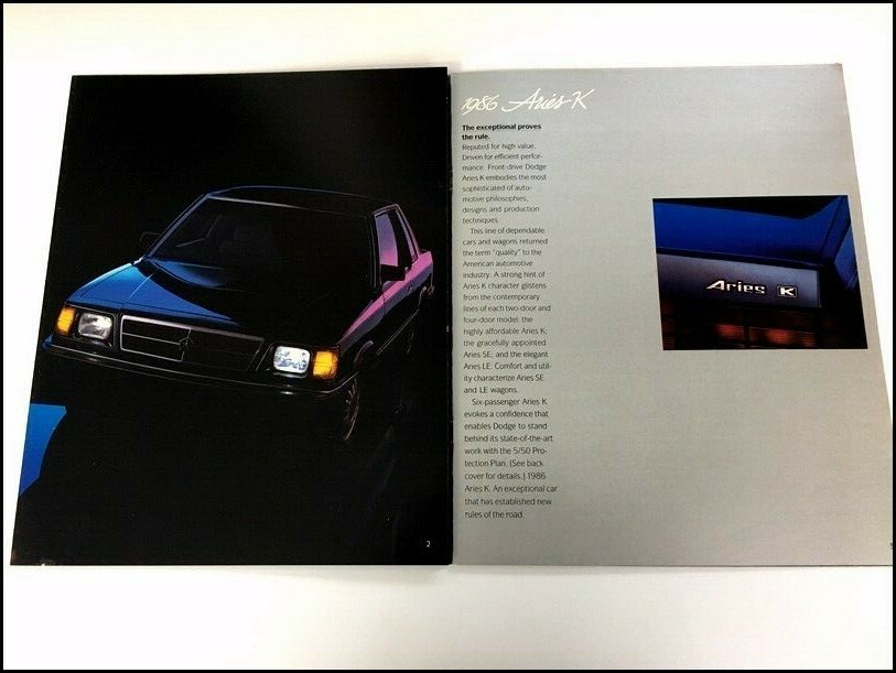 1986 Dodge Aries K 18-page Original Car Sales Brochure Catalog