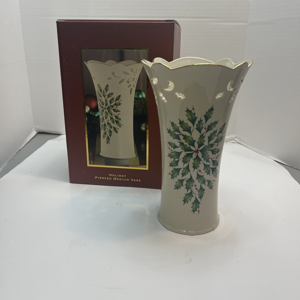 Lenox Holiday Pierce Medium Vase 9 Inch Tall