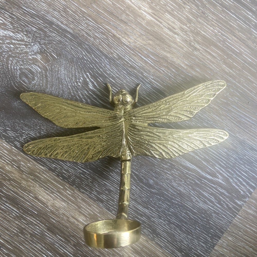 Vintage Style Solid Brass Dragonfly Front Door Knocker Bent Tail Design 8x4"