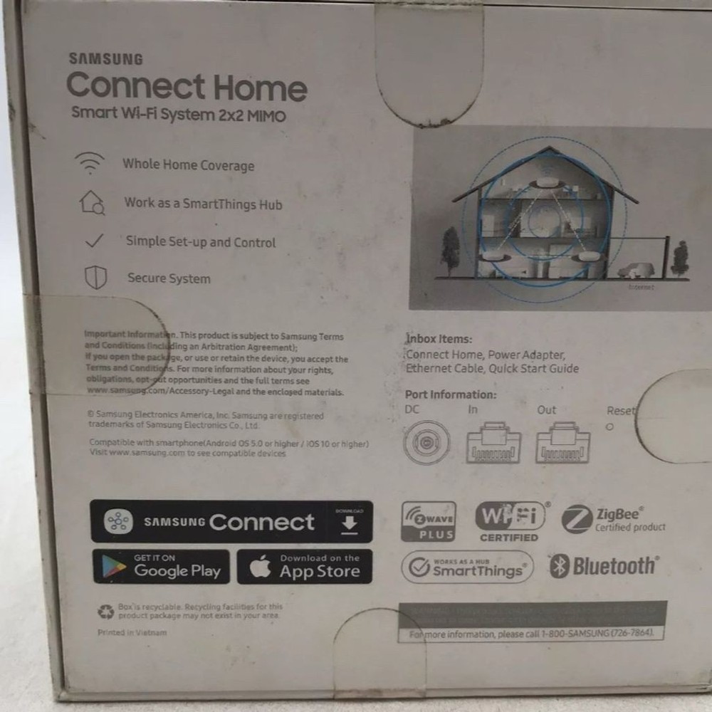 Samsung Connect Home Smart Wi-Fi System MU-MIMO ZigBee Bluetooth White
