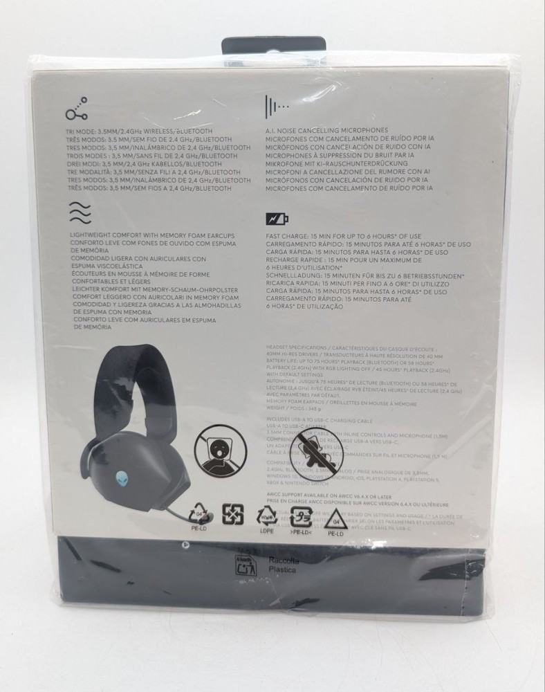 Alienware AW725H Tri-Mode Wireless Gaming Headset - Black