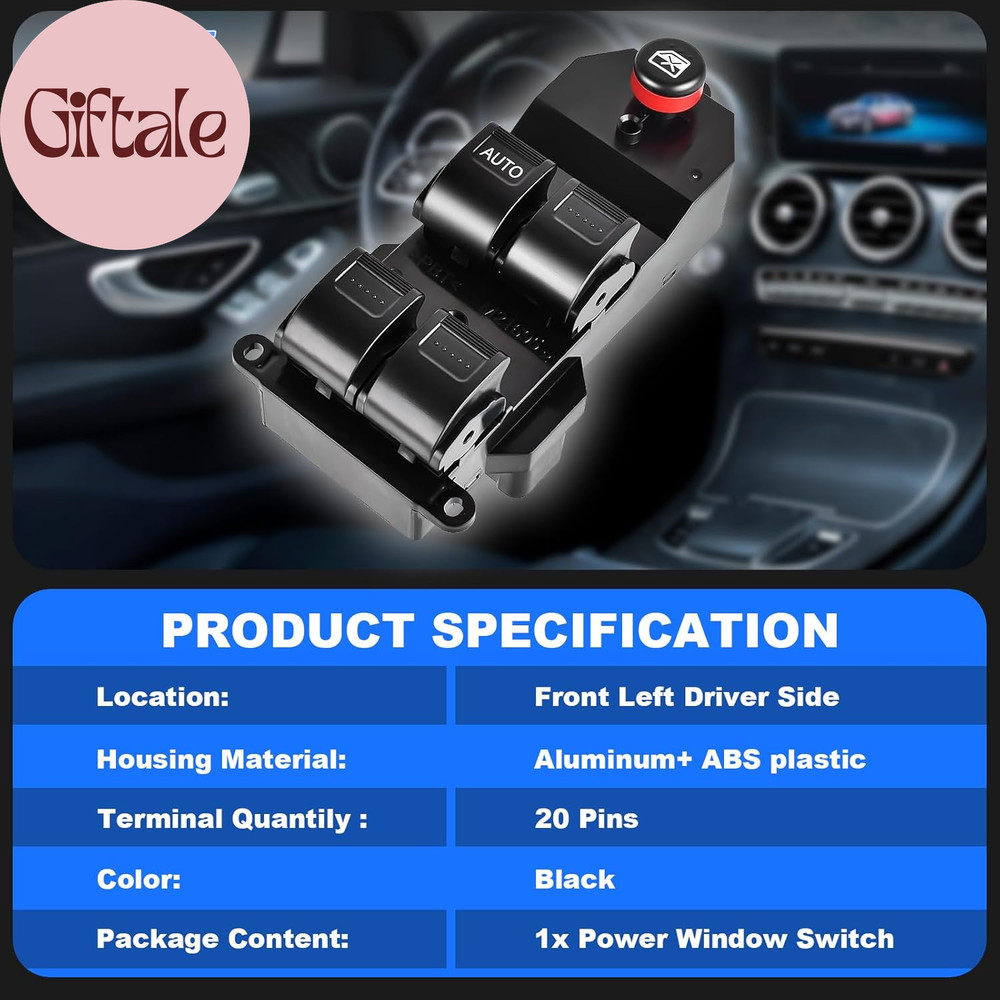 Master Power Window Switch Front Driver Side Compatible with Honda Civic 2001-20