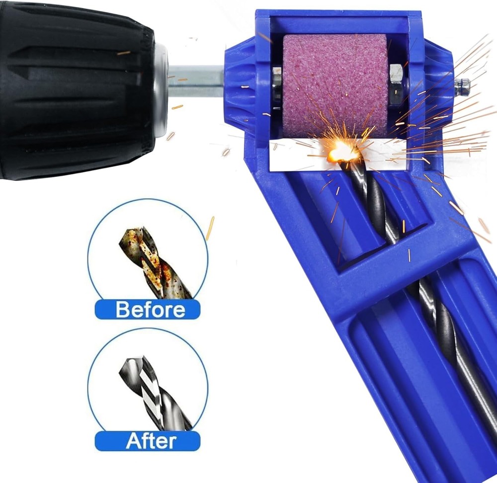 Complete Drill Bit Sharpener Kit with Adjustment Wrench and Retaining Clips