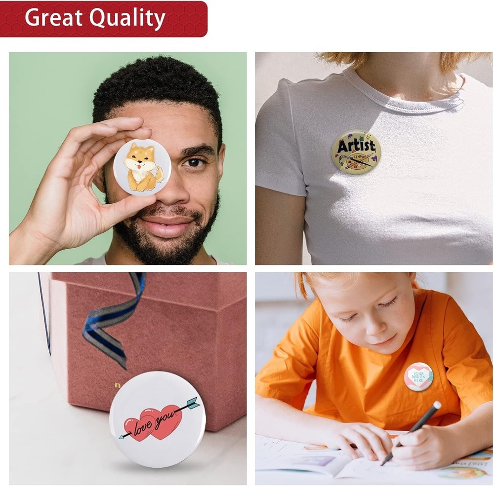 Affordable 200 Sets Button Maker Supplies - 0.98 inch Personalization Kit