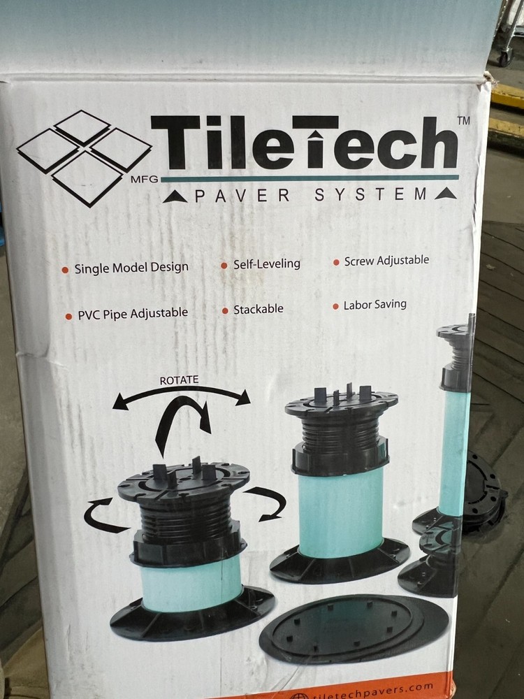 Tile Tech Paver Hybrid Adjustable Pedestal System White & Black Stackable