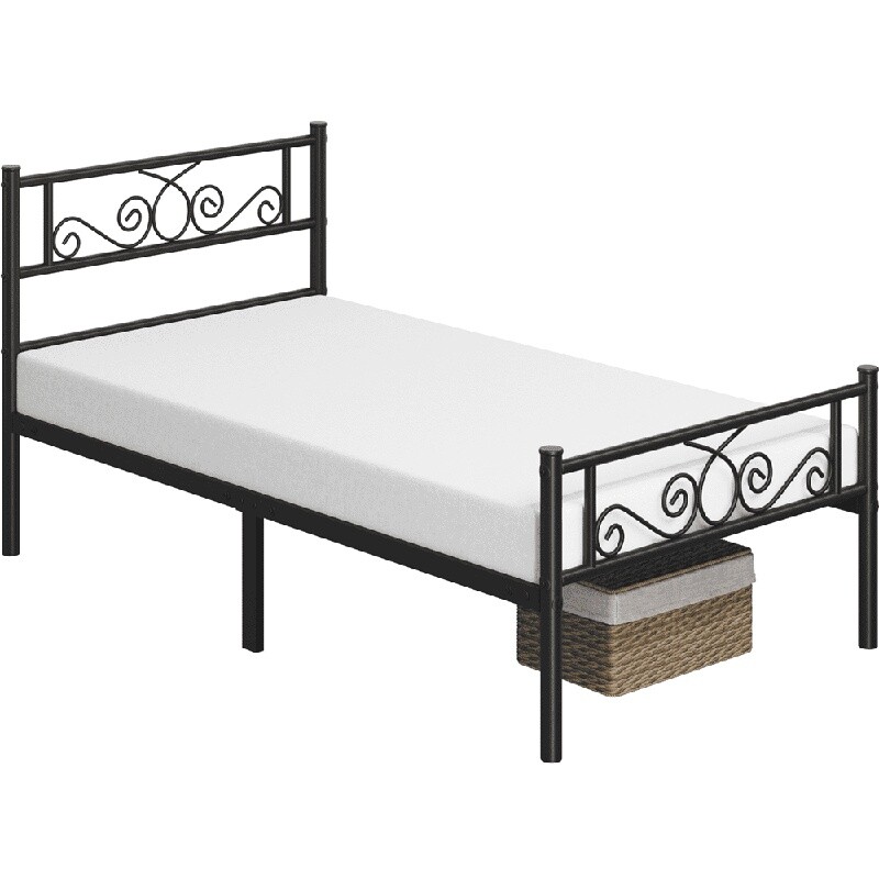 Modern Metal Platform Bed Frame Twin Size W/ Under Bed Storage & Sturdy Support
