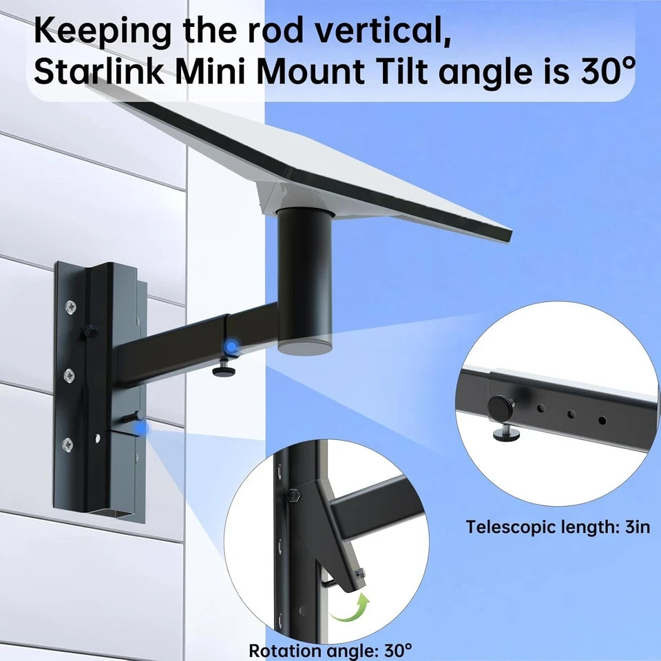 Adjustable Starlink Mini Mount Kit with Adapter - Mounting for Starlink Internet
