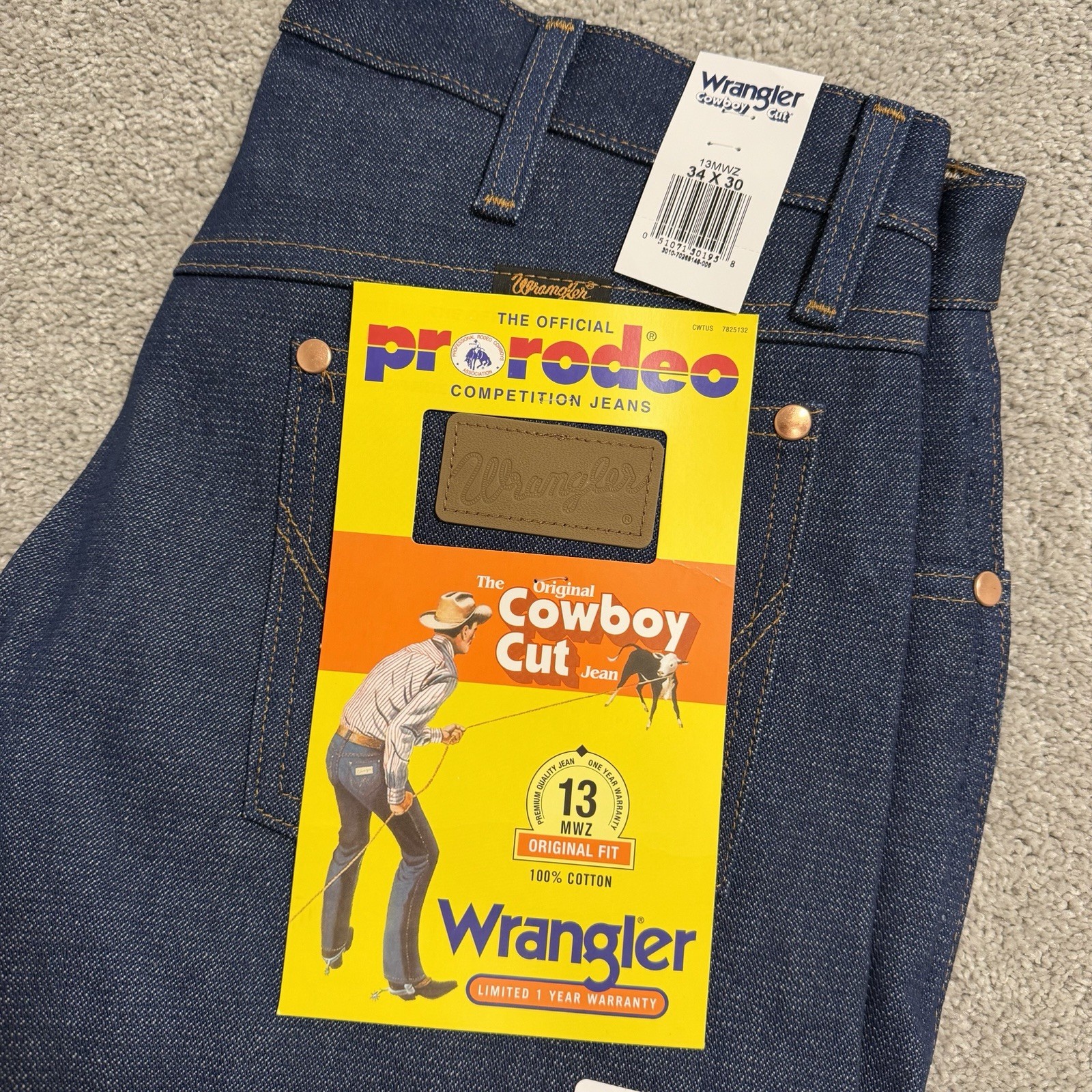 Wrangler Cowboy Cut Jeans Mens Sz 34x30 Original Fit Pro Rodeo Competition 13MWZ