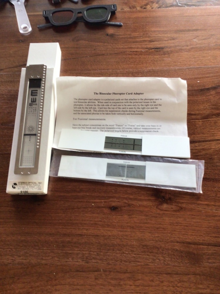 Vision Slides*Tests binocular balance, Suppression, Fixation disparity, etc.