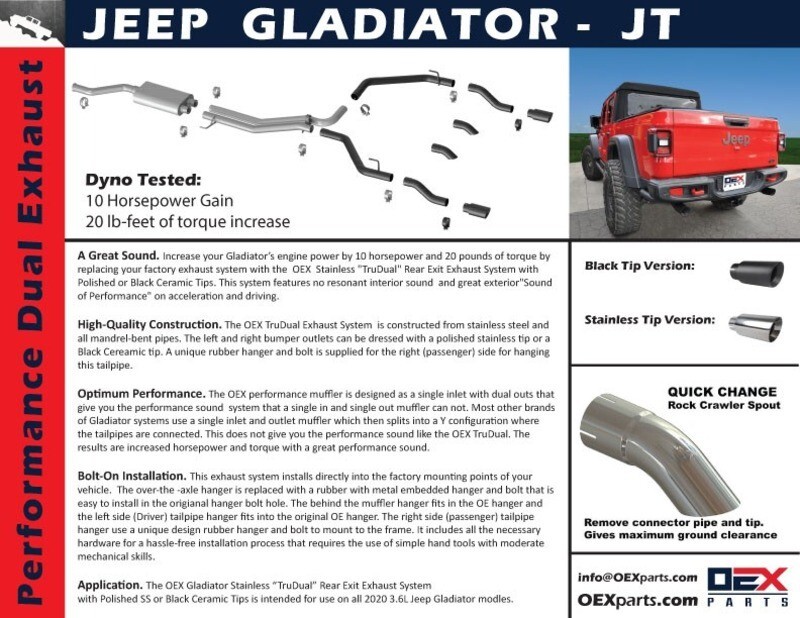 2020-2024 Jeep Gladiator True Dual Cat-Back Exhaust System
