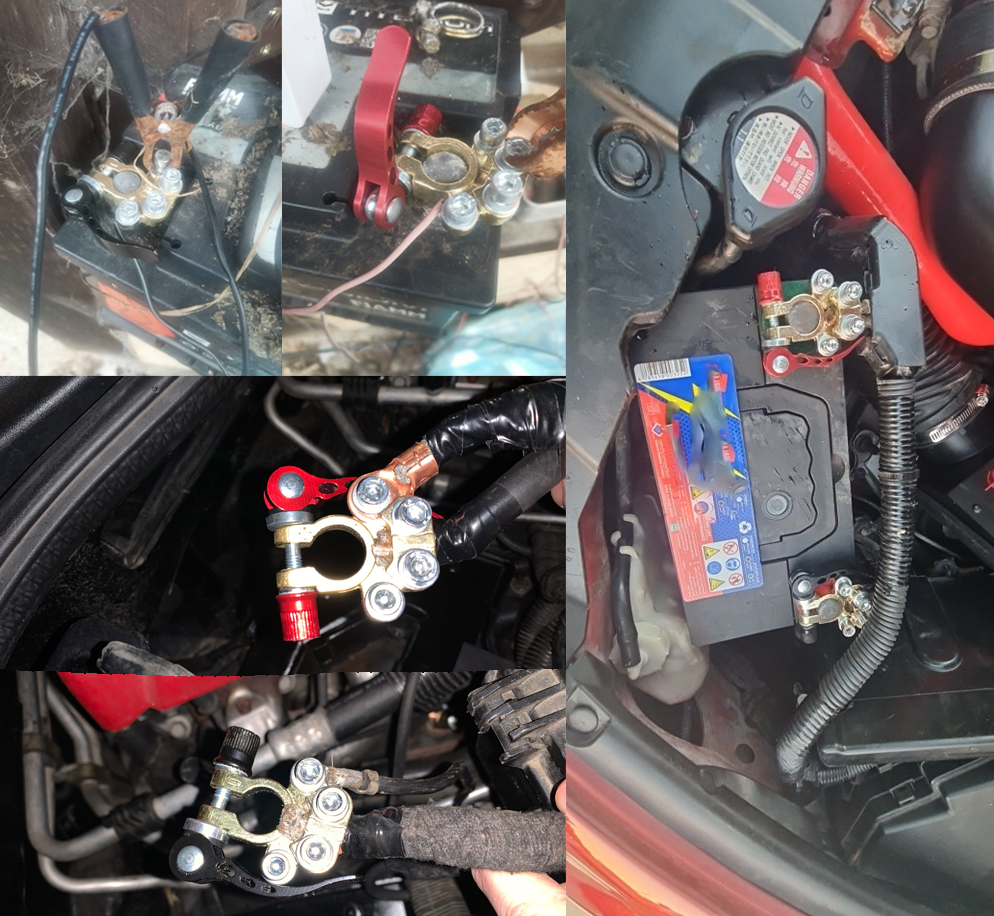 2x Positive&Negative Car Top Post Battery Terminals Wire Cable Clamp Connectors