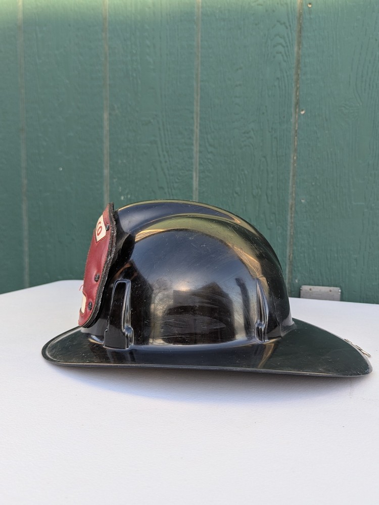 Firefighter Fireman's Helmet Engine Co. PFD # 1 MSA Black Helmet Patch W Strap