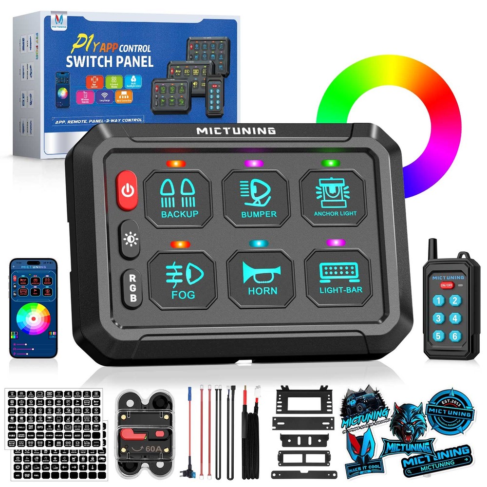 APP+Remote Wireless Switch Panel - LED Light Bar Circuit Relay System Marine Box