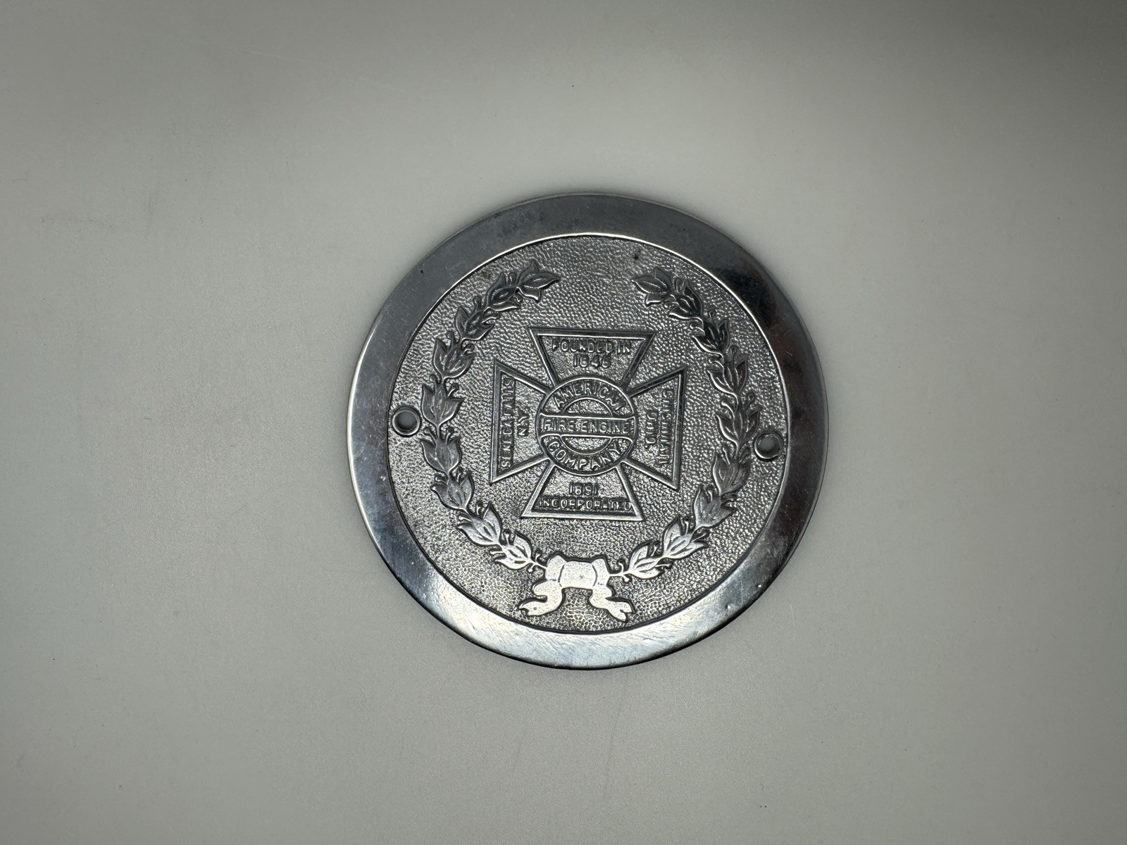 American Fire Engine Company Truck Apparatus Emblem Nameplate Badge Plaque 1845