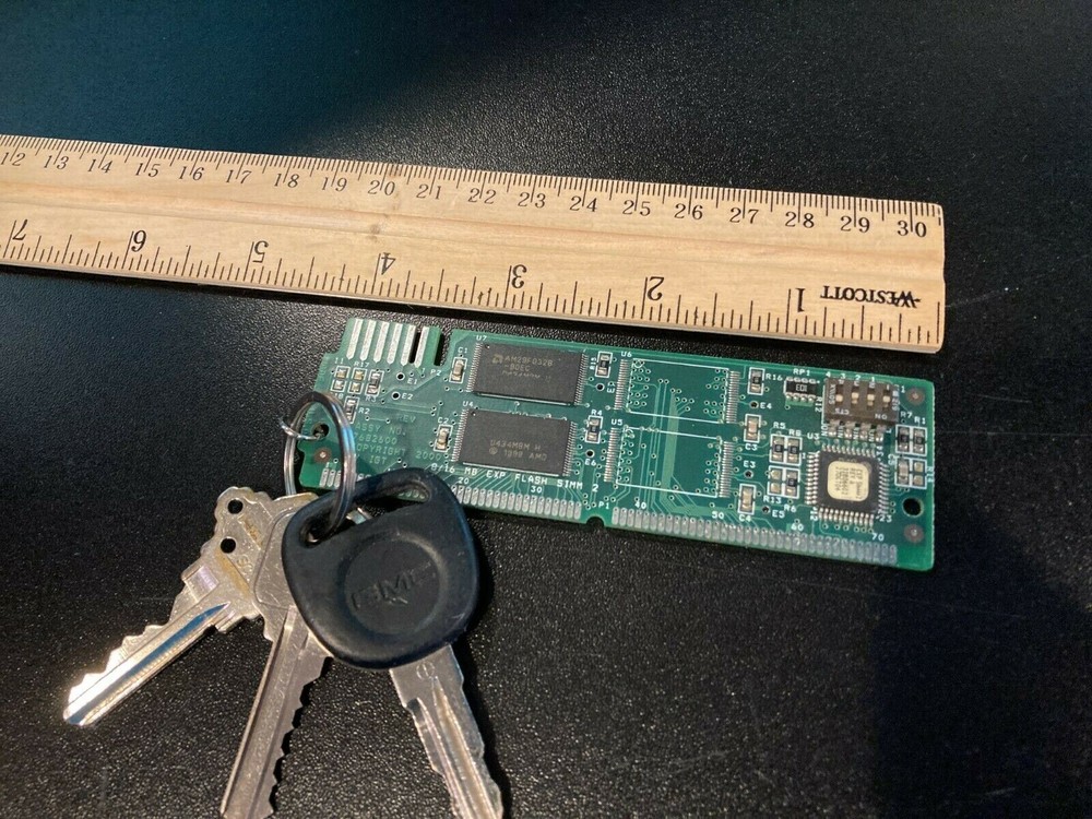 Computer Circuit Board Keychain 4.25" Silver 72-Pin SIMM PCB Keyring Electronics